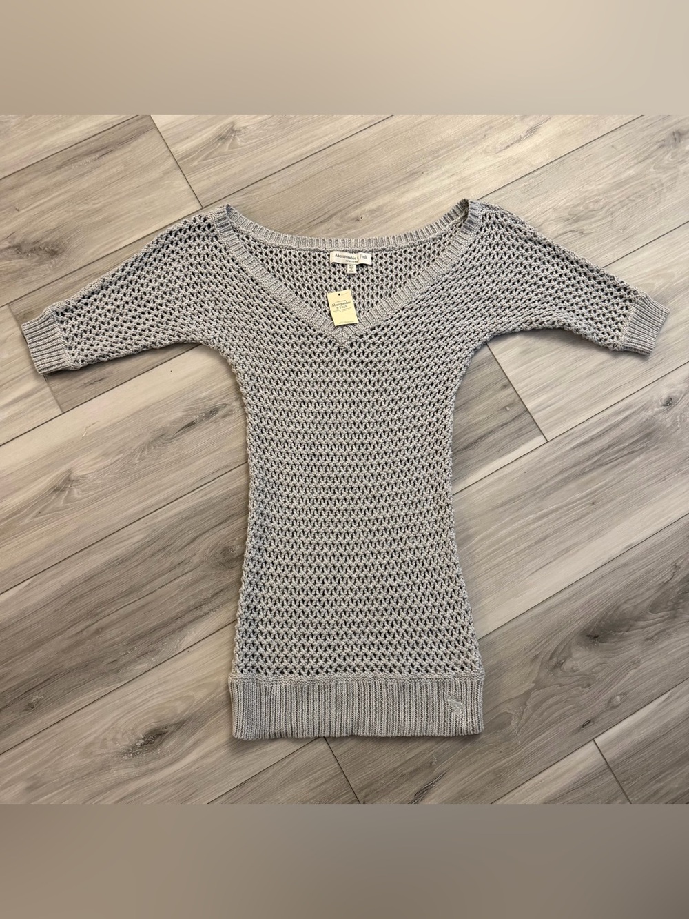 Vintage Abercrombie & Fitch AF Women’s Sheer Knit Tunic Top M / L Gray Y2K